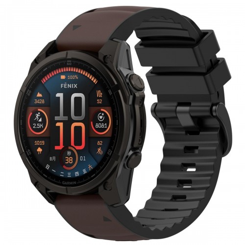 Dark Brown Leather / Black Silicone